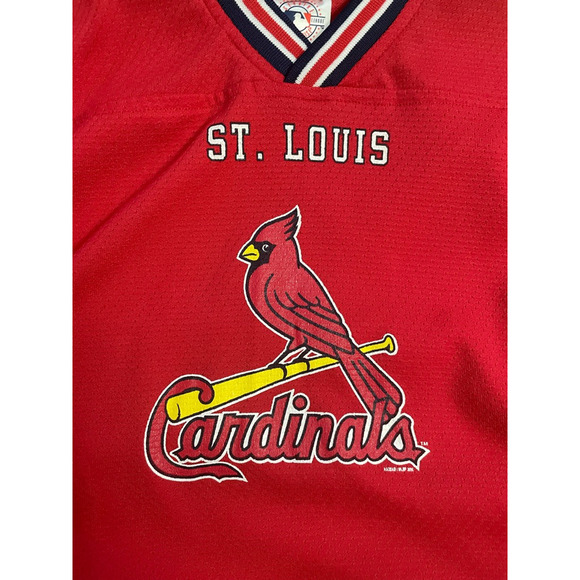 Major League St. Louis Cardinals Baseball Jersey V-Neck 3/4 Sleeves Red Boys L - Picture 2 of 8